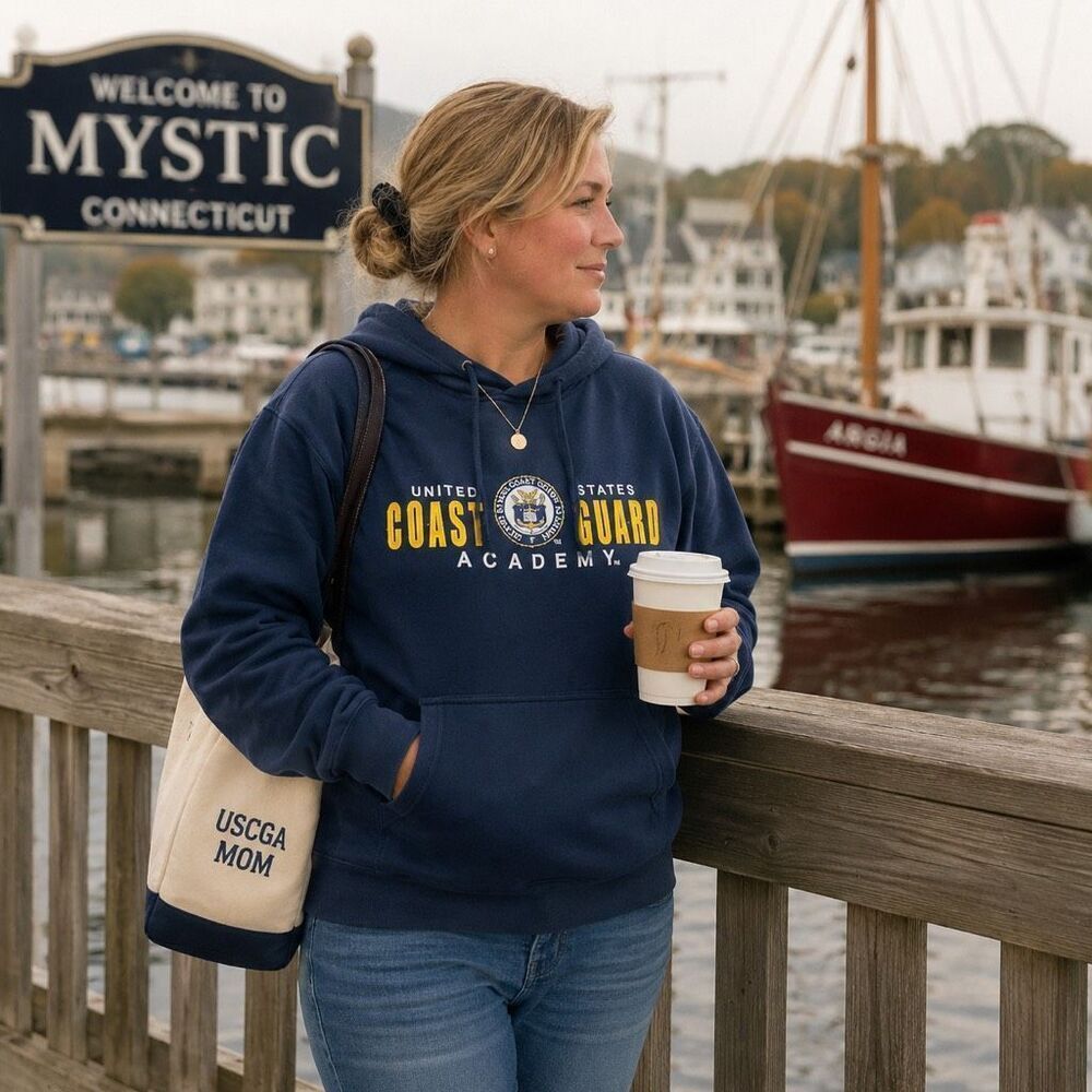 Vintage 2010 Coast Guard Academy Embroidered Navy Hoodie Unisex Size Medium M